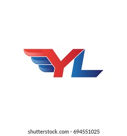 fast initial letter logo vector wing