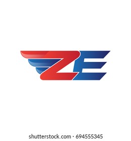fast initial letter logo vector wing