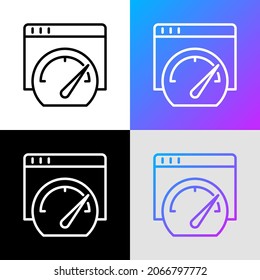 Fast internet thin line icon, speedometer on web page. Modern vector illustration.