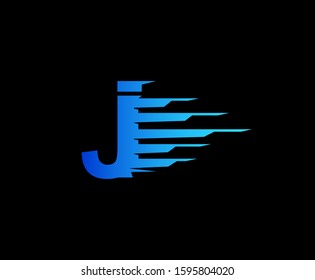 Fast J Letter Digital Data Logo Icon, Fast Hi-tech  J Design Concept.