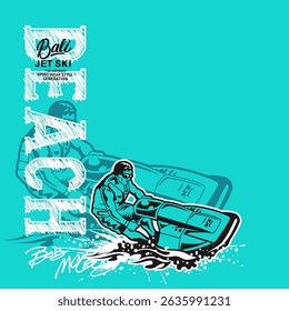 fast jet ski sports competition, Flat Vector Illustration