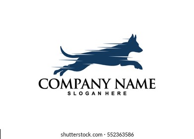 Fast jumping dog logo vector, Dog Training logo template designs