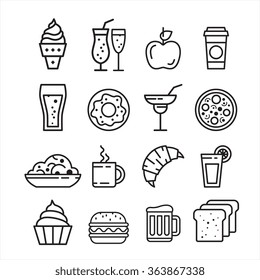 Fast junk food icons set of sandwich hot dog pizza hamburger  isolated vector illustration