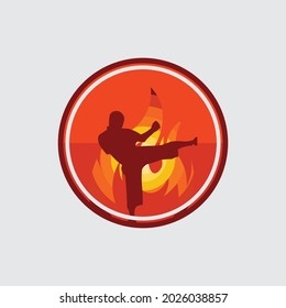 Fast kick fighting technique silhouette vector illustration. Modern and simple logo for karate,judo and martial art icon.