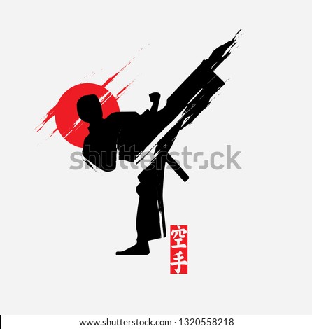 Fast kick fighting technique silhouette vector illustration. Modern and simple logo for karate,judo and martial art icon.   