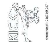Fast kick fighting technique. Sketch