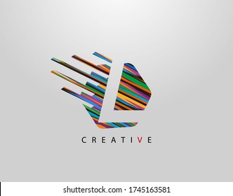 Fast L Letter Logo. Creative Modern Abstract Geometric Initial L Design, made of various colorful pop art strips shapes  