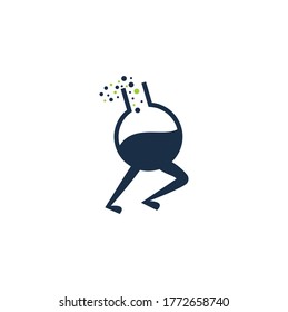 Diseño rápido de plantillas de logotipos de laboratorio. Diseño de plantillas de logotipo de laboratorio rápido con un matraz en ejecución.