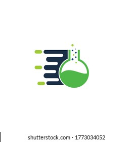 Diseño rápido de plantillas de logotipos de laboratorio. Diseño de plantillas de logotipo de laboratorio rápido con un matraz en ejecución.
