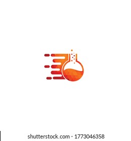 Fast Lab Logo Template Design . Quick lab logo template design with a running flask.