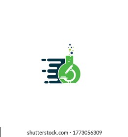 Fast Lab Logo Template Design . Quick lab logo template design with a running flask.