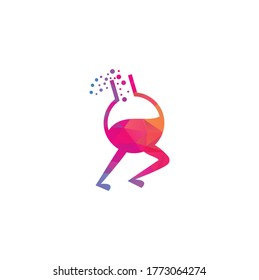 Fast Lab Logo Template Design . Quick lab logo template design with a running flask.