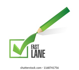 Fast lane check mark selection concept illustration isolated over a white background