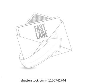 Fast lane email post it message concept illustration isolated over a white background