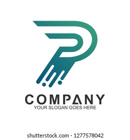 fast launch letter P logo vector
