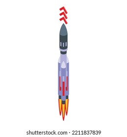 Fast launch rocket icon isometric vector. Spaceship idea. Sky fire