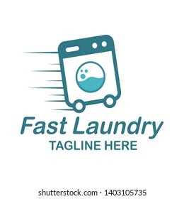 fast laundry business logo design