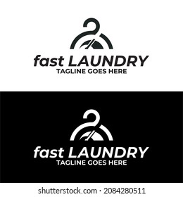 Schnelles Waschlogos. Logo-Design-Vorlage mit einem Symbol für Geschwindigkeitsmesser in einem Hängesymbol