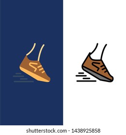 Fast, Leg, Run, Runner, Running  Icons. Flat and Line Filled Icon Set Vector Blue Background