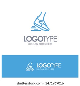 Fast, Leg, Run, Runner, Running Blue outLine Logo with place for tagline