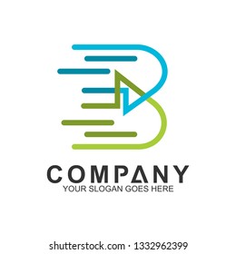 fast letter B logo in line art style