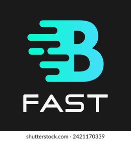 Schneller Buchstabe b, Vektorgrafik-Logo. Geeignet für Bewegung, Sport, Liefergeschäft und Alphabet.