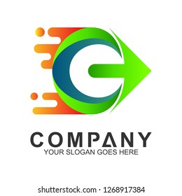 fast letter C logo with arrow shape