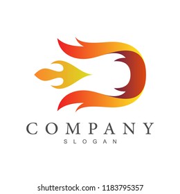 Fast Letter D logo With Fire Shape, Hot Letter D Logo