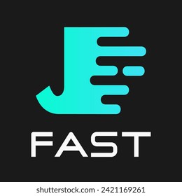 Ilustración del logotipo del vector j de letra rápida. Adecuado para el movimiento, el deporte, el negocio de la entrega y el alfabeto.
