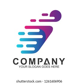fast letter i logo. letter i with fast motion shape