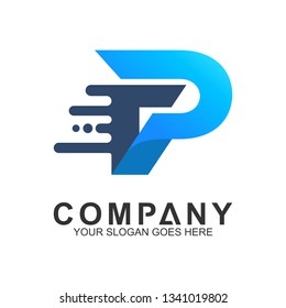 fast letter P logo  design template