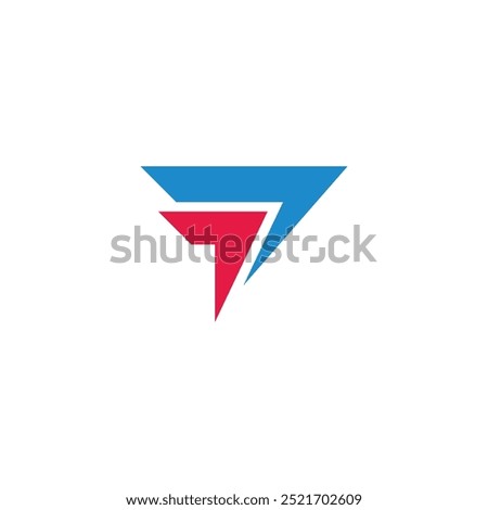 fast letter t  colorful geometric arrows logo vector 