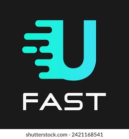 Fast letter u vector logo illustration. Suitable for motion, sport, delivery business and alphabet.