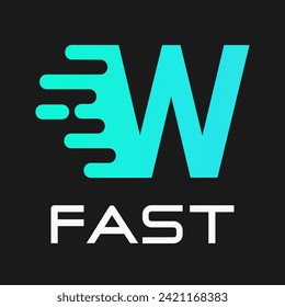 Fast letter w vector logo illustration. Suitable for motion, sport, delivery business and alphabet.