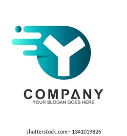 fast letter Y logo in circle shape