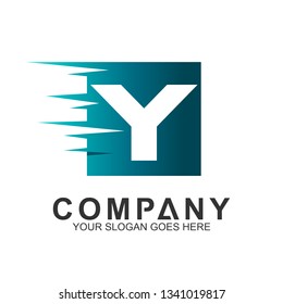 fast letter Y logo in square shape, delivery service logo