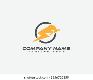 Fast Lightning with Bull Logo. Energetic Panther Perfect Logo for Brand Identity.