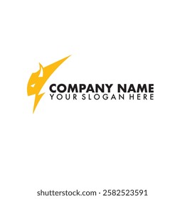 Fast Lightning with Bull Logo on white  background 