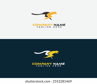 Fast Lightning with Panther Logo. Energetic Panther Perfect Logo for Brand Identity.