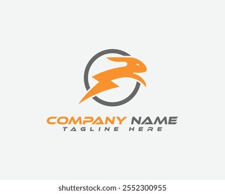 Fast Lightning with Rabbit Logo. Energetic Rabbit Perfect Logo for Brand Identity.