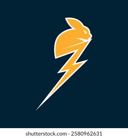 Fast Lightning with Rabbit Logo. Energetic Rabbit Perfect Logo for Brand Identity.