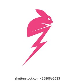 Fast Lightning with Rabbit Logo. Energetic Rabbit Perfect Logo for Brand Identity.