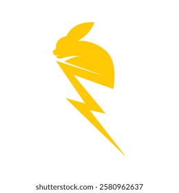 Fast Lightning with Rabbit Logo. Energetic Rabbit Perfect Logo for Brand Identity.