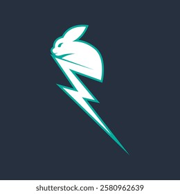 Fast Lightning with Rabbit Logo. Energetic Rabbit Perfect Logo for Brand Identity.