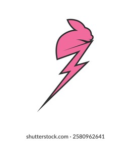 Fast Lightning with Rabbit Logo. Energetic Rabbit Perfect Logo for Brand Identity.