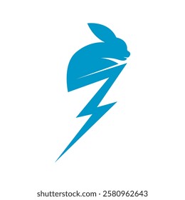 Fast Lightning with Rabbit Logo. Energetic Rabbit Perfect Logo for Brand Identity.