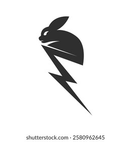 Fast Lightning with Rabbit Logo. Energetic Rabbit Perfect Logo for Brand Identity.