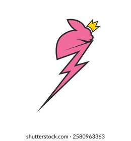 Fast Lightning with Rabbit Logo. Energetic Rabbit with crown Perfect Logo for Brand Identity.