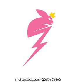 Fast Lightning with Rabbit Logo. Energetic Rabbit with crown Perfect Logo for Brand Identity.