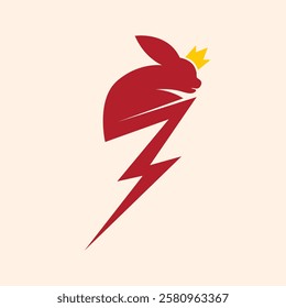 Fast Lightning with Rabbit Logo. Energetic Rabbit with crown Perfect Logo for Brand Identity.